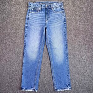 American Eagle Jeans Women 4 Short Super High-Rise Straight Faded Preppy 28x27.5